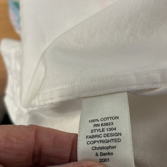 Christopher & Banks white long sleeved blouse with stars/ stripes emblems. NWT L - Picture 7 of 7